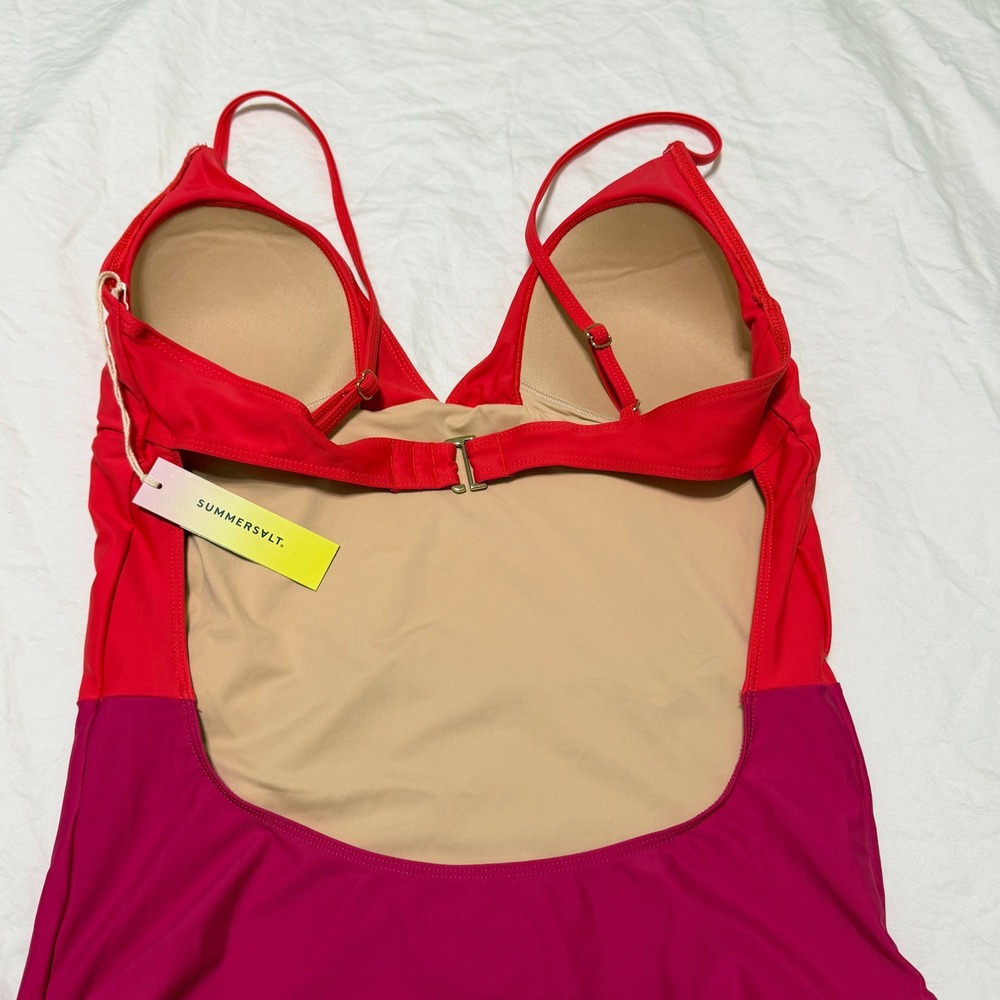 Summersalt The Wave One Piece Swimsuit Red Pink Colorblock Size 12 NWT - Picture 8 of 15